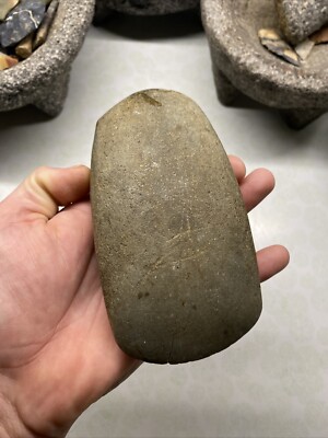 MLC s5391 5 3/4  Highly Polished Hardstone Block Celt Old Ohio Stone Artifact