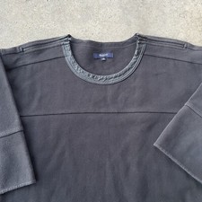 Madewell Tshirt Dress Womens MD Black Knit Short Sleeve Leather Trim Pockets