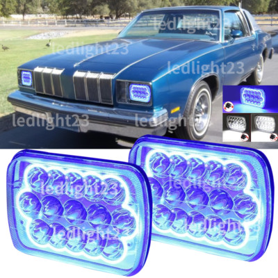 2pcs Fit Oldsmobile Cutlass Supreme 1978-1979 7x6'' inch Blue halo Led Headlights