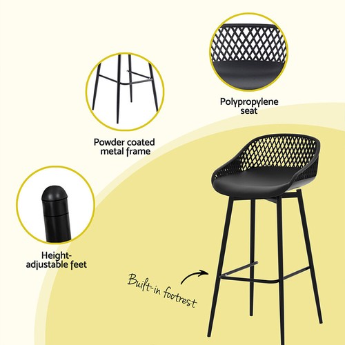 Gardeon 2PC Outdoor Bar Stools Plastic Metal Dining Chair Patio Furniture Garden - Picture 6 of 7