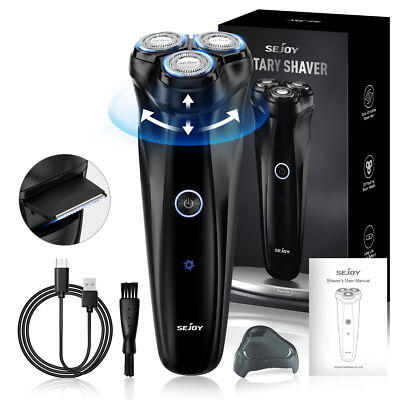 SEJOY Men Electric Shaver Pop-up Trimmer Rechargeable Rotary Razor Beard Shaving