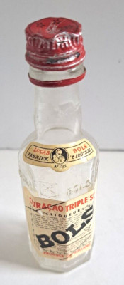 Vintage BOLS Curacao Triple Sec Empty Glass Bottle 1930s Label Holland 