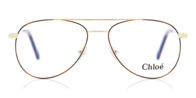 NEW Chloe CE2137 757 Gold & Havana Aviator Eyeglasses 55mm with