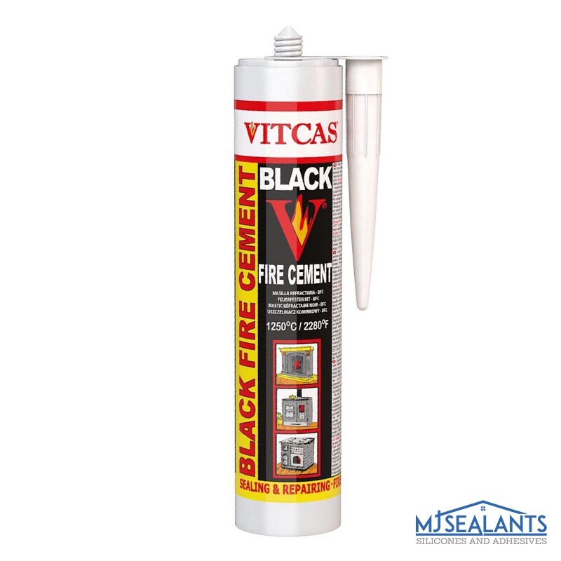 Vitcas Black Fire Cement Heat Resistant to 1250 °C for Fireplace, Stove