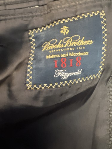 Brooks Brothers 1818 Men 42R Gray/Black Woven Fitzgerald Saxxon Wool Coat Blazer - Picture 11 of 15