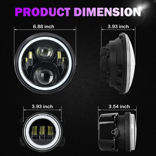 Faros LED Chasing RGB de 7"" + Kit combinado de luces antiniebla de 4"" para Jeep Wrangler JK JKU - Imagen 5 de 14