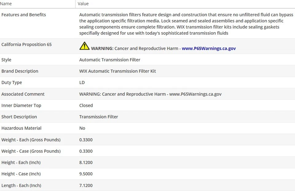 Filtro de aceite tipo OEM WIX para Chrysler 300M 1998-2004 V6-3,5 L Foto 3 de 4