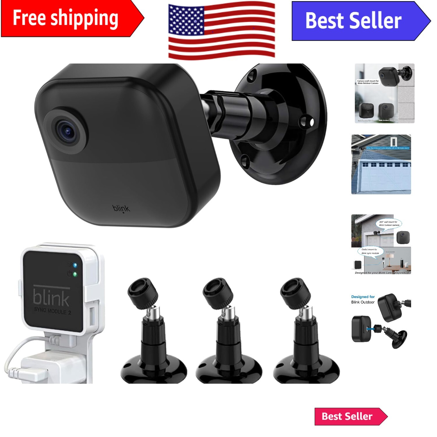 Effortless Setup Blink Camera Mount with Blink Sync Module 2 Outlet Mount-image