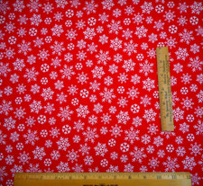 Christmas Fabric 1 1/4 Yard White Snowflakes Snow Xmas Red Premium Cotton 33