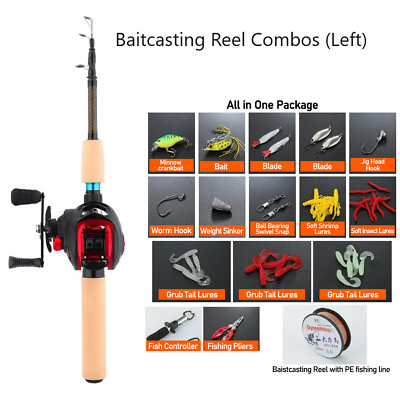 baitcaster telescopic combo Carbon Fiber Telescopic Fishing Rod Reel Combo Set Spinning/Baitcasting  Reel