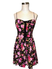 Forever 21 Floral Print Mini Dress Hook Eye Size Small Tie Back