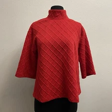 Anthropologie Sunday's in Brooklyn Mollie Red Sweater Button Detail Size Small