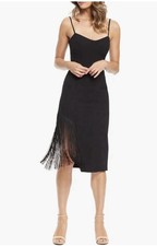 Dress The Population NWT Rory Fringe Bodycon Midi Dress Black Size XS Gatsby
