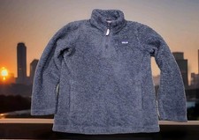 Patagonia Fleece Pullover Girls Size M 10 Gray Excellent Quarter Zip Los Gatos