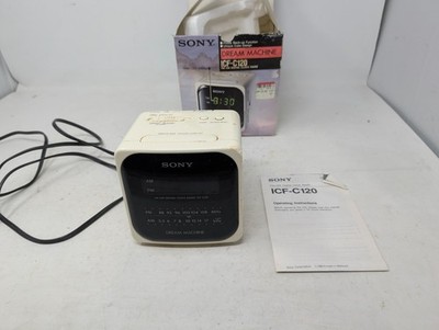 Sony Dream Machine Cube White #ICF-C120 Retro Alarm LED Clock FM/AM Radio (i5)