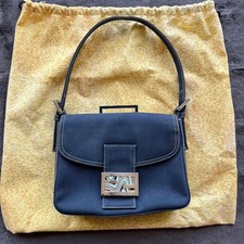 Rare FENDI Mamma Baguette Marble Logo Shoulder Bag Vintage Iconic Design
