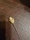 Miriam Haskell Unsigned Gold Tone Stick Pin Faux Pearl flower Vintage Estate  A