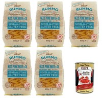 Rummo Pasta Mezze Penne Rigate N.28 Nudeln Glutenfrei 5X400G+Polpa 400G