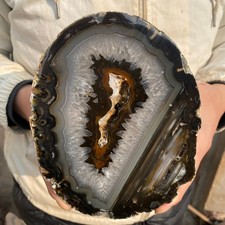7.7LB Natural Banded Agate geode Quartz Crystal Rough mineral specimens Healing