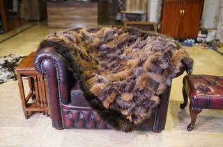 Genuine Real Blue Fox Fur Blanket Single Throw Pelz size 51" x 40" Rug 7228
