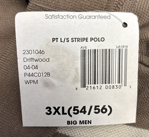NUEVO CON ETIQUETAS Puritan XXXL (3XL 54/56) L/X Polo Bolsillo Rayas Informal Marrón 1039 - Imagen 6 de 6