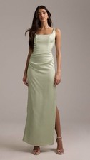 NEW ASOS Bridesmaid Sage Satin Square-Neck Dress