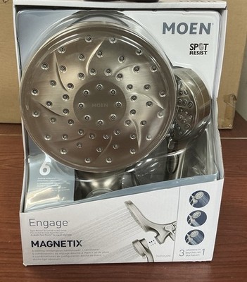 BRAND NEW Moen Engage 26010SRN Magnetix Dual Shower Heads Brushed Nickel B70