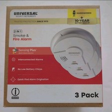 USI Universal Security 3-Pack Hardwired 10-Year Battery Smoke Detector