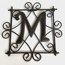 Letter M Metal Initial Sign Wall Hanging Monogram Home Garden Decor