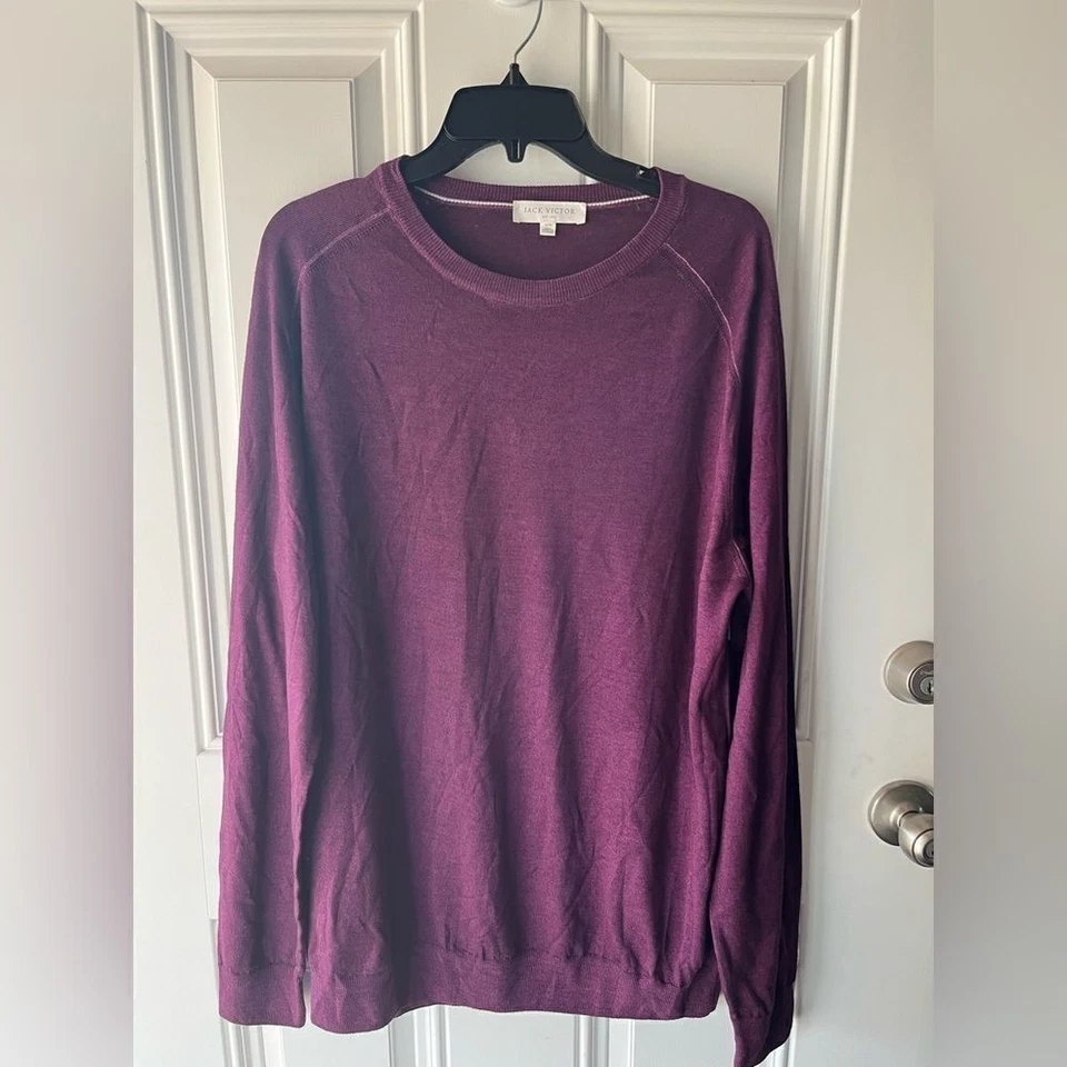 Suéter Jack Victor Ciruela Murray Lana Virgen Manga Larga Cuello Redondo Hombre’s XL Nuevo Foto 3 de 4