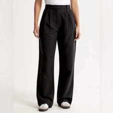 Abercrombie Fitch Sloane Pleated Trouser Pants Black 10/30 LONG -EXCELLENT