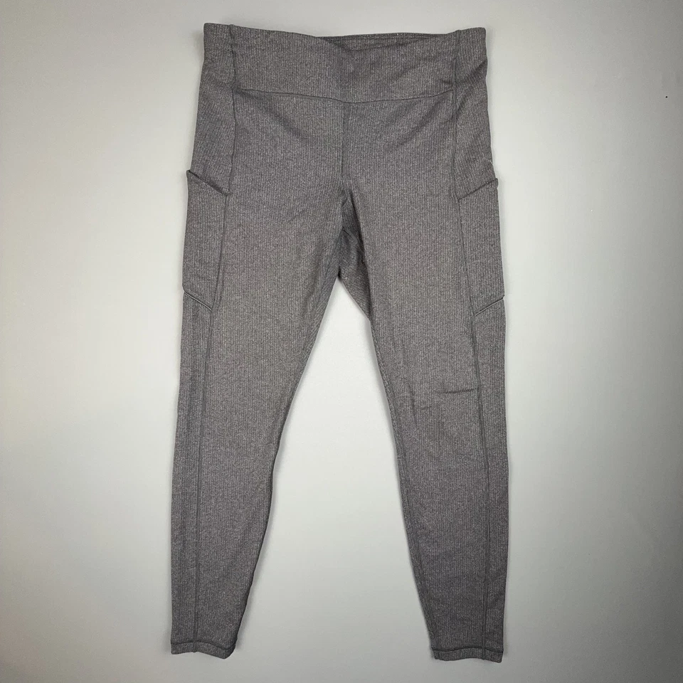 Lululemon Leggings Women 12 Gray Herringbone Luxtreme Power Pockets Athleisure - Image 2 of 4