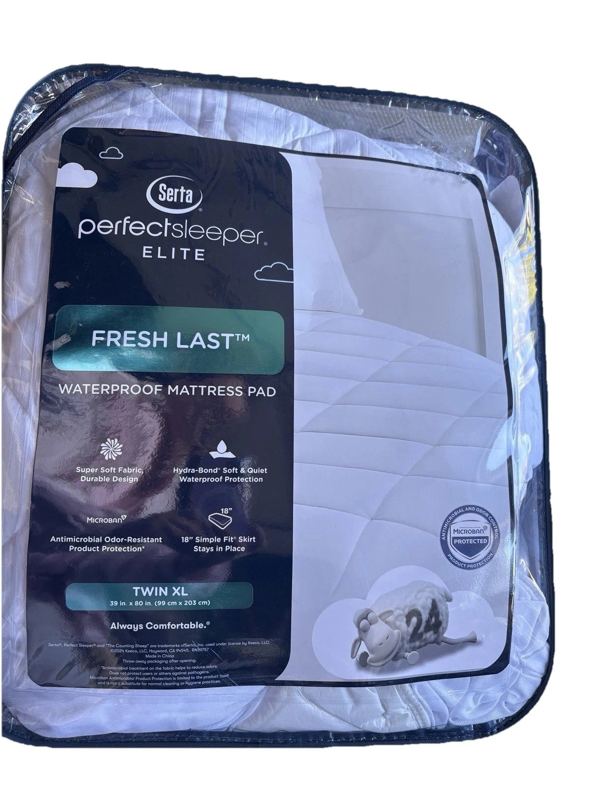 Serta Fresh Last Twin XL Microban Waterproof Mattress Pad New