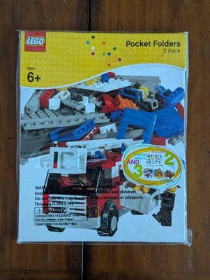 LEGO 3 Pack Lego 2 Pocket Folders School 2 Stickers Sheets New 2012