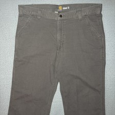 Carhartt Relaxed Fit Pants Mens 38x30 Gray Canvas Work 102291-039 Workwear Farm