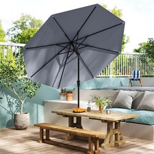 Patio Umbrella w/Push Button Tilt, Crank Handle, 8 Sturdy Ribs for Garden, Patio