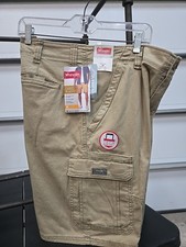 Wrangler Cargo Shorts Mens 36 Brown Relaxed Fit Stretch Cotton Epic Soft New