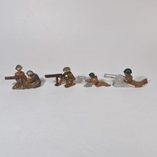 Lot Of 4 Barclay Manoil Cast Lead Toy Soldiers Machine Gunner