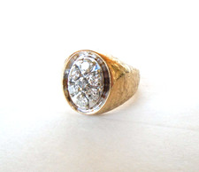 Men's Ring 14k Yellow Gold Diamond Cluster Design 13.3g size 9.75-TG 966