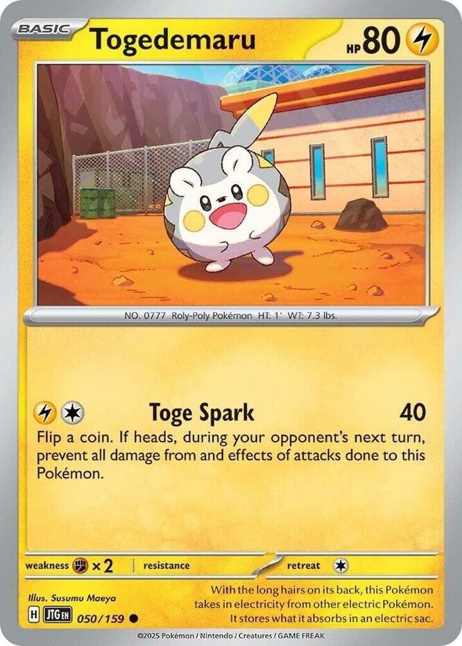 Togedemaru - 050/159 - Common - Reverse Holo - Near Mint