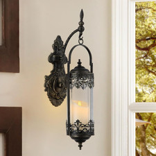 Rustic Glass Candle Sconce Hanging Lantern