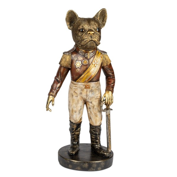 Dekofigur Bulldogge Im Anzug H. 44Cm Gold Antikfarben Kunststein Formano-image