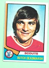 (1) BUTCH DEADMARSH 1974-75 TOPPS # 73 SCOUTS ROOKIE MISCUT CARD (N1119). rookie card picture