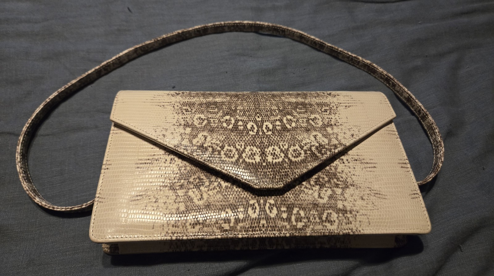 Rene Python Print Italian Leather Clutch Purse Sh… - image 7