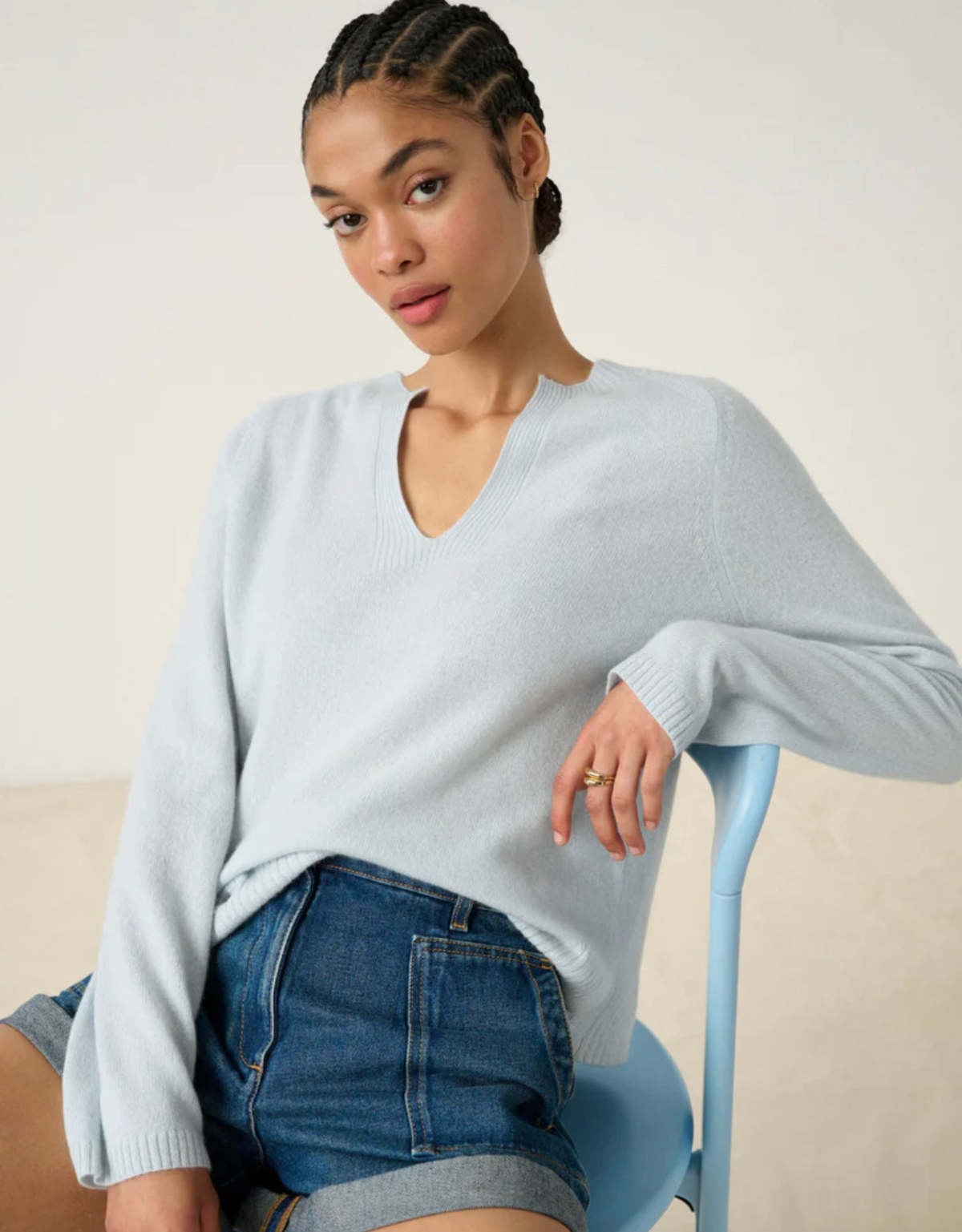 White + Warren Split Neck Cashmere Pullover Sweat… - image 1