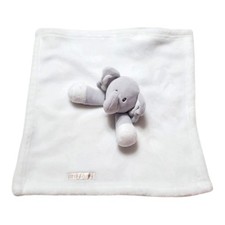 Blankets and Beyond White Gray Elephant Plush Security Blanket Baby Lovey 13x13