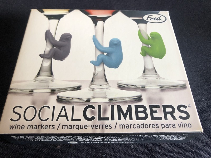 Fred Social Climbers NIB Set Of 6 Sloth Wine Glass Markers