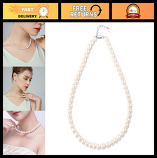 Elegant White Freshwater Pearl Necklace for Women - 18" Princess Length Jewelry