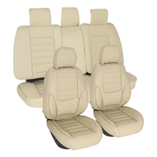Full Sets of Car Waterproof  Leather Seat Covers w/ Front&Back w/ Most Car Beige