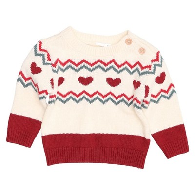 Rikiki, Strickpullover, Größe: 56, Rot/Weiß/Mehrfarbig, Acryl/Baumwolle #Vbh